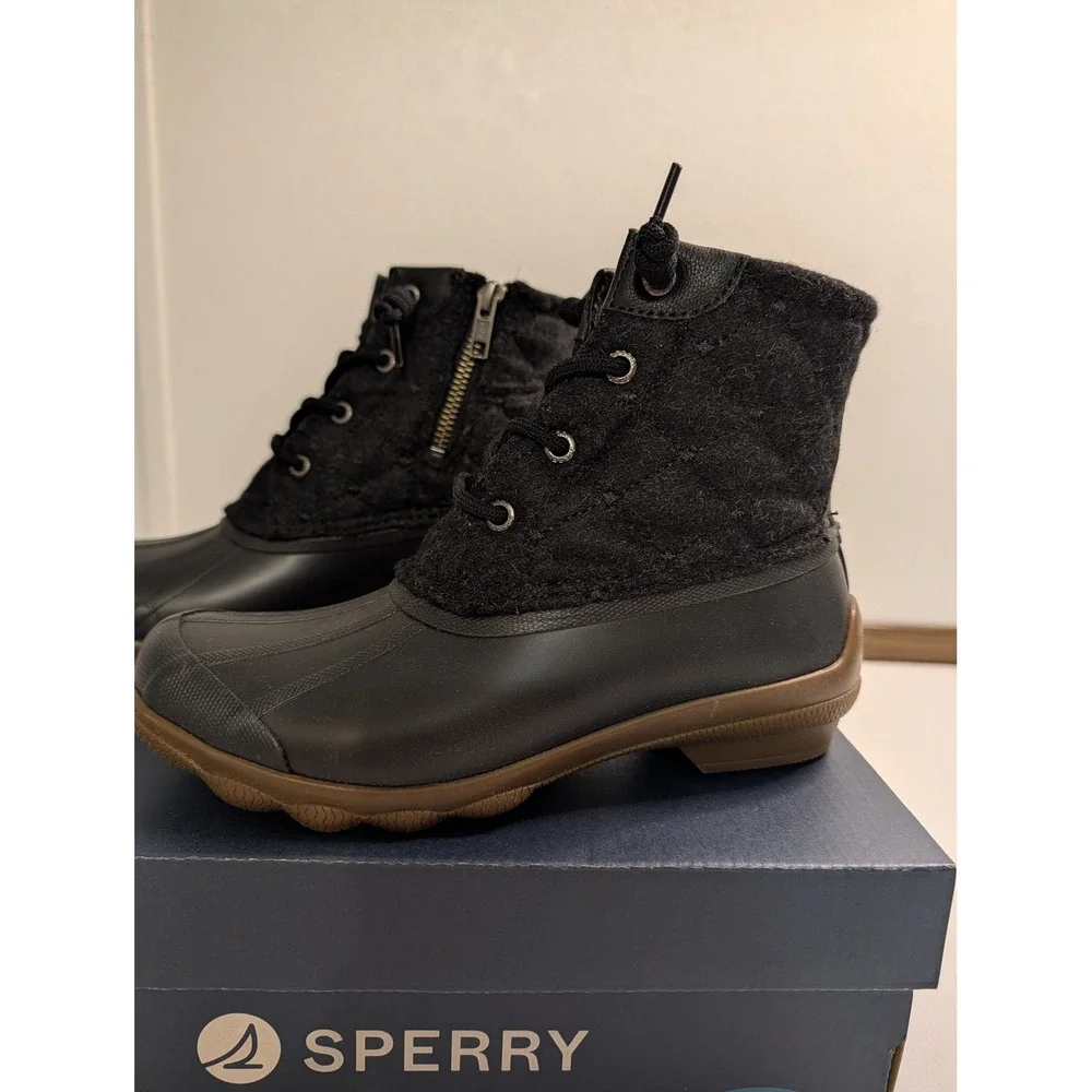 Sperry Syren Gulf Wool Quilted Black Duck Boots Womens 5.5 STS86441 Ankle Boots
